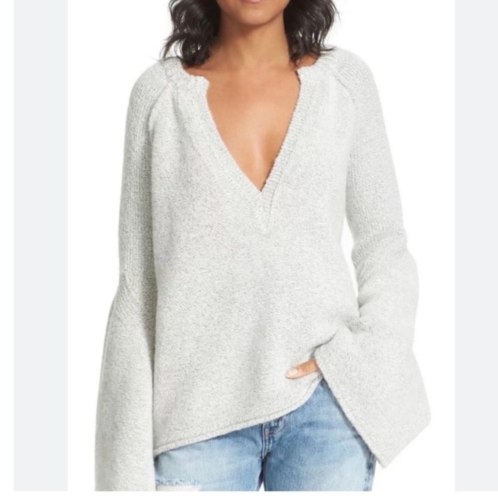 Free People Lovely Lines Sweater Grey Oversized Small